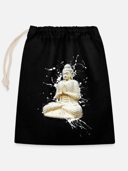 Buddha - Verschließbarer Geschenkbeutel aus Baumwolle (25x30cm) - Schwarz