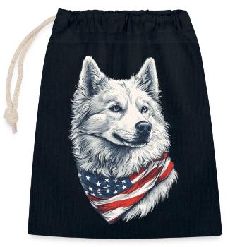 Samojede - Verschließbarer Geschenkbeutel aus Baumwolle (25x30cm) - Navy - Vorne