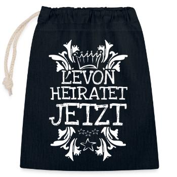 Levon en tant que célibataire - Sac cadeau en coton avec cordon (25 x 30 cm) - bleu marine - Devant