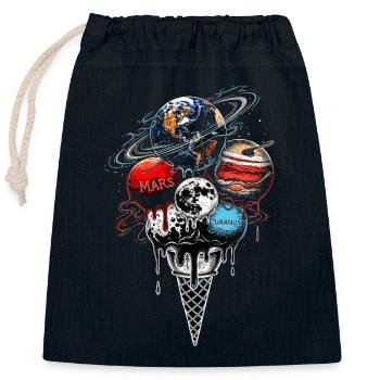 Planet Cream Scoop - Space Galaxy Science - Closable cotton gift bag (25x30cm) - navy - Front