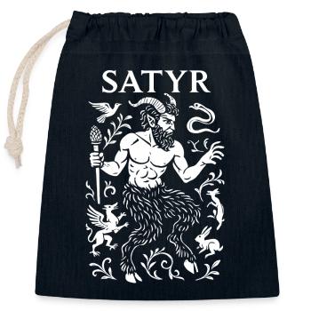 Mythical Satyr with Botanical Motifs - Closable cotton gift bag (25x30cm) - navy - Front