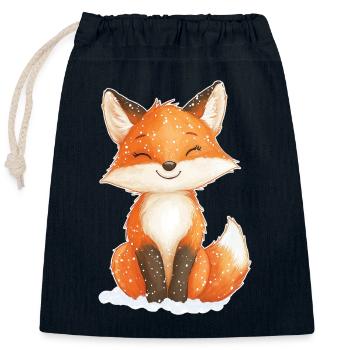 Fuchs Wintermotiv - Verschließbarer Geschenkbeutel aus Baumwolle (25x30cm) - Navy - Vorne