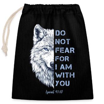Religious Quote Bible Verse - Closable cotton gift bag (25x30cm) - black - Front