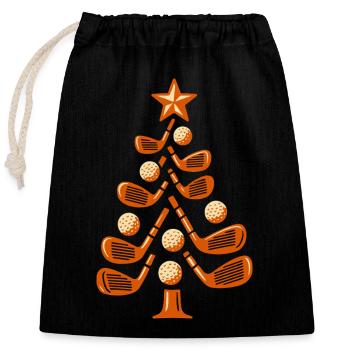 Festliches Golf Club Weihnachtsbaum Design - Verschließbarer Geschenkbeutel aus Baumwolle (25x30cm) - Schwarz - Vorne