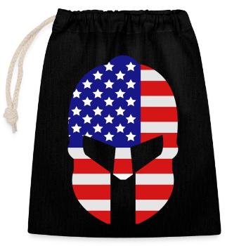 Spartanischer Helm USA - Verschließbarer Geschenkbeutel aus Baumwolle (25x30cm) - Schwarz - Vorne