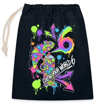 Color Your World 6 Chameleon - Closable cotton gift bag (25x30cm) - navy - Front