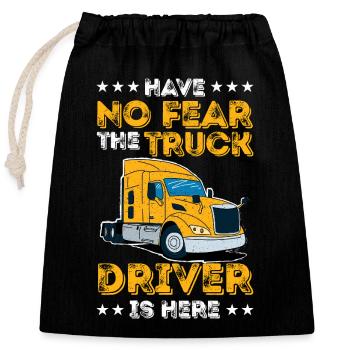 Art rétro de semi-remorque No Fear Truck Driver - Sac cadeau en coton avec cordon (25 x 30 cm) - noir - Devant