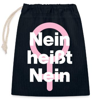NEIN HEISST NEIN – IMMER! ♀ GIRLPOWER FEMALE POWER - Verschließbarer Geschenkbeutel aus Baumwolle (25x30cm) - Navy - Vorne