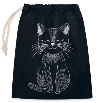 Croquis du chat - Sac cadeau en coton avec cordon (25 x 30 cm) - bleu marine - Devant