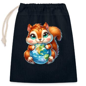 Süßes Eichhörnchen Umweltschutz Erde - Verschließbarer Geschenkbeutel aus Baumwolle (25x30cm) - Navy - Vorne