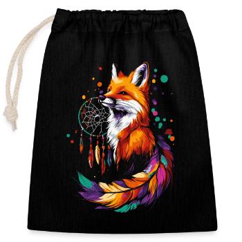 Fuchs mit Traumfänger - Verschließbarer Geschenkbeutel aus Baumwolle (25x30cm) - Schwarz - Vorne