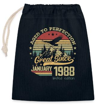 36 Jahre alt Bis zur Perfektion gealtert geboren: Januar 1988 - Verschließbarer Geschenkbeutel aus Baumwolle (25x30cm) - Navy - Vorne