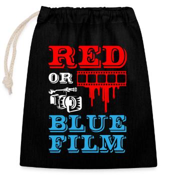 Film rouge ou bleu - Sac cadeau en coton avec cordon (25 x 30 cm) - noir - Devant