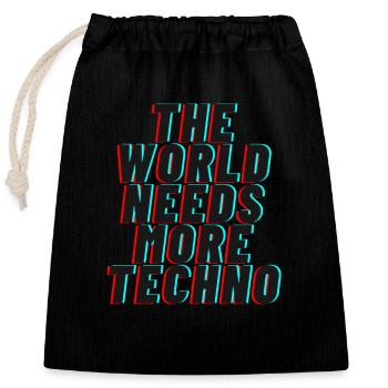 The world needs more techno - Verschließbarer Geschenkbeutel aus Baumwolle (25x30cm) - Schwarz - Vorne