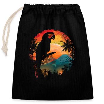 Perroquet Oiseau Ara Nature sauvage - Sac cadeau en coton avec cordon (25 x 30 cm) - noir - Devant