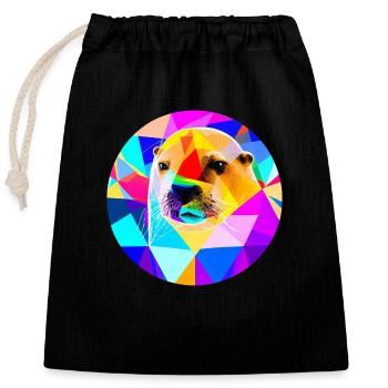 Sea Lion - Closable cotton gift bag (25x30cm) - black - Front