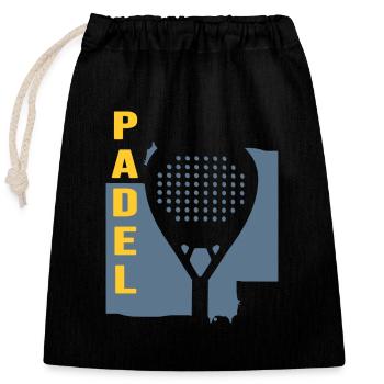 Tennis de padel Joueurs de padel - Sac cadeau en coton avec cordon (25 x 30 cm) - noir - Devant