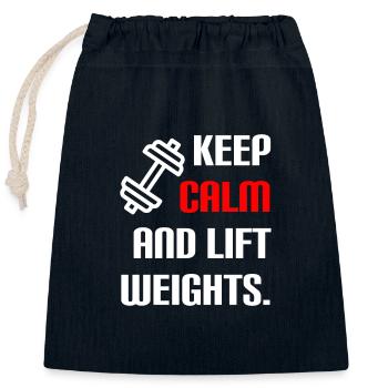 Keep calm & lift weights - Closable cotton gift bag (25x30cm) - navy - Front