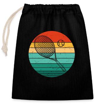 Raquette Rétro Tennis Tennis Balle de Tennis Sport - Sac cadeau en coton avec cordon (25 x 30 cm) - noir - Devant