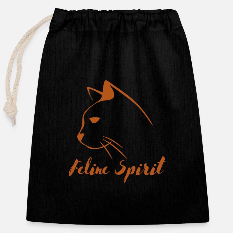 FELINE - Sac cadeau en coton avec cordon (25 x 30 cm) - noir