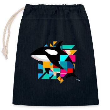 Killer whale - Closable cotton gift bag (25x30cm) - navy - Front