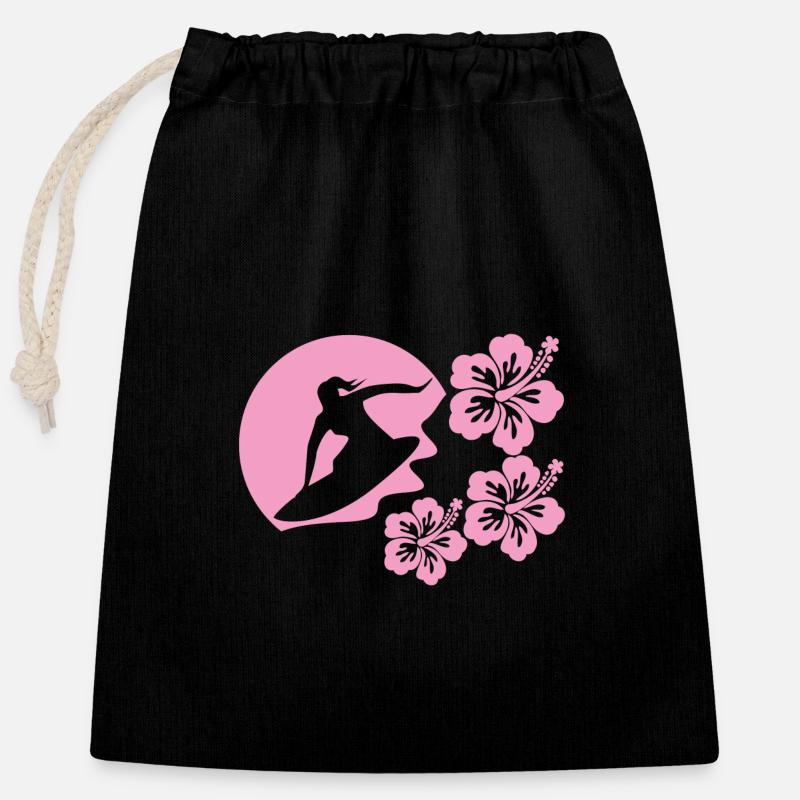 Surfeuse - Sac cadeau en coton avec cordon (25 x 30 cm) - noir