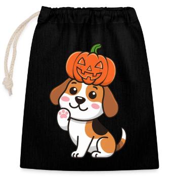 Süßer Halloween-Kürbis Beagle Cartoon Hund - Verschließbarer Geschenkbeutel aus Baumwolle (25x30cm) - Schwarz - Vorne