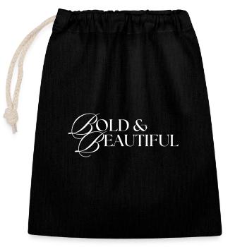 Bold and Beautiful in White Print - Closable cotton gift bag (25x30cm) - black - Front