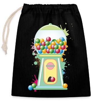 nostalgischer Retro Kaugummi Automat-Graffiti Stil - Verschließbarer Geschenkbeutel aus Baumwolle (25x30cm) - Schwarz - Vorne