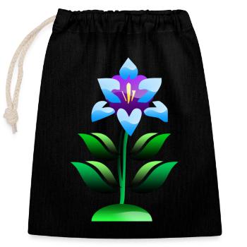 Fleur pourpre et bleue - Sac cadeau en coton avec cordon (25 x 30 cm) - noir - Devant