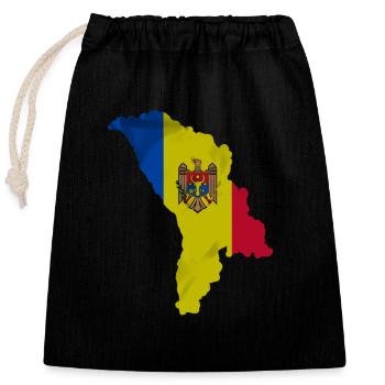 Moldau Flagge in der Form des Landes - Verschließbarer Geschenkbeutel aus Baumwolle (25x30cm) - Schwarz - Vorne