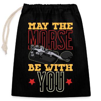 Radio Technician Radio Morse Mortar Hobby Ham - Closable cotton gift bag (25x30cm) - black - Front