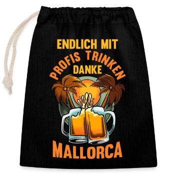 Party Urlaub Mallorca - Verschließbarer Geschenkbeutel aus Baumwolle (25x30cm) - Schwarz - Vorne