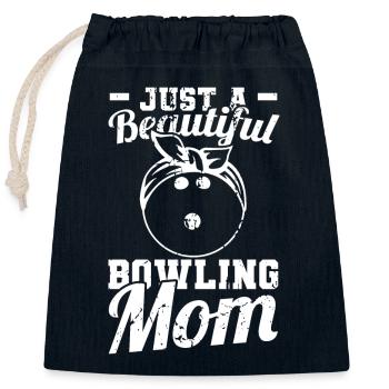 Bowling Mom - Closable cotton gift bag (25x30cm) - navy - Front