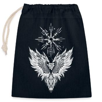 Raven Odin Vegvisir Valknut - Closable cotton gift bag (25x30cm) - navy - Front