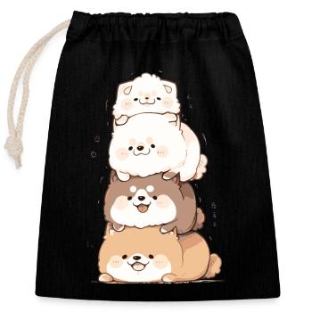 Pyramide de Shiba - Sac cadeau en coton avec cordon (25 x 30 cm) - noir - Devant