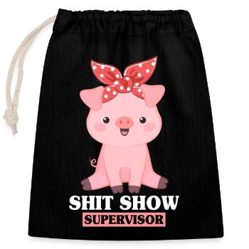 Schweinefrauen Supervisor Lustiges Chaos Management - Verschließbarer Geschenkbeutel aus Baumwolle (25x30cm) - Schwarz - Vorne