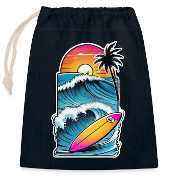 Surfen Strand Palme Sonnenschein Urlaub - Verschließbarer Geschenkbeutel aus Baumwolle (25x30cm) - Navy - Vorne