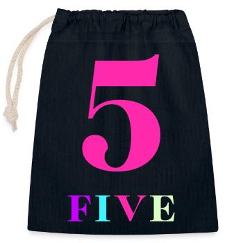 Five -5th Anniversary - Closable cotton gift bag (25x30cm) - navy - Front