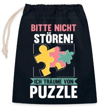Puzzlefan Puzzler Puzzleteile Puzzle - Verschließbarer Geschenkbeutel aus Baumwolle (25x30cm) - Navy - Vorne