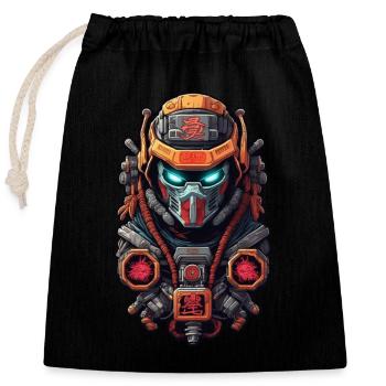 Samurai Warrior - Japan - Robot - Closable cotton gift bag (25x30cm) - black - Front