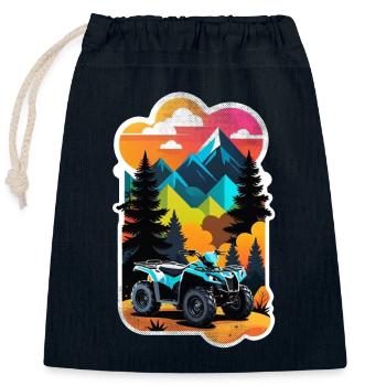 quad et tout terrain - Sac cadeau en coton avec cordon (25 x 30 cm) - bleu marine - Devant