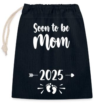 Mom Soon To Be Mommy 2025 Mother Pregnant Kids Mot - Closable cotton gift bag (25x30cm) - navy - Front