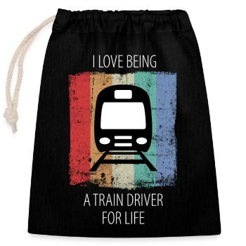 Train Railway Railroad Worker Trains Train Driver - Closable cotton gift bag (25x30cm) - black - Front