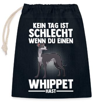 Hund Whippet - Verschließbarer Geschenkbeutel aus Baumwolle (25x30cm) - Navy - Vorne