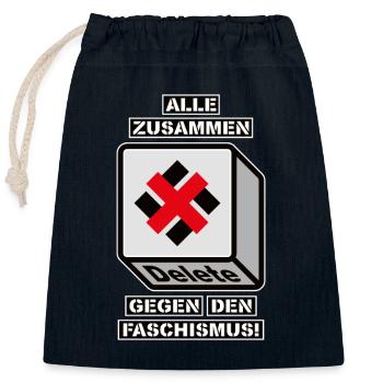 TOUS ENSEMBLE CONTRE LE FASCISME - Sac cadeau en coton avec cordon (25 x 30 cm) - bleu marine - Devant
