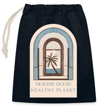 Marine Conservation - Closable cotton gift bag (25x30cm) - navy - Front