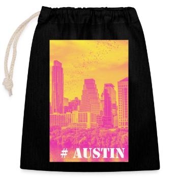 Austin - Sac cadeau en coton avec cordon (25 x 30 cm) - noir - Devant