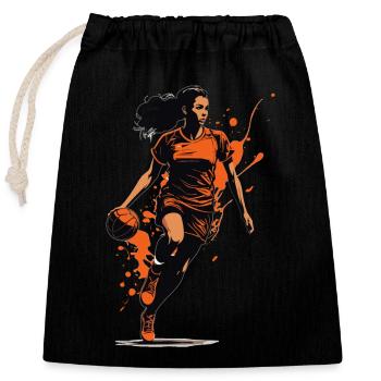 Handball Woman Streetwear Icon Ball Sports Look - Closable cotton gift bag (25x30cm) - black - Front
