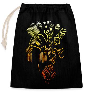 Motif abstrait - Sac cadeau en coton avec cordon (25 x 30 cm) - noir - Devant